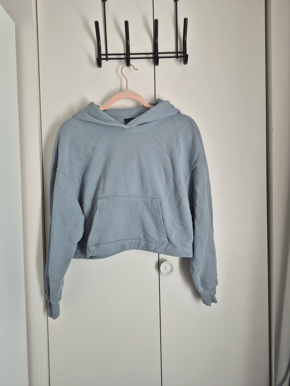 Dynamite Cropped Hoodie in Light Blue